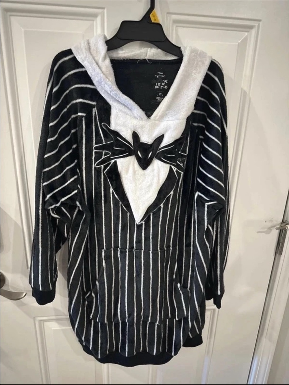 Disney Jack Skellington Black & White Striped Hooded Sweater